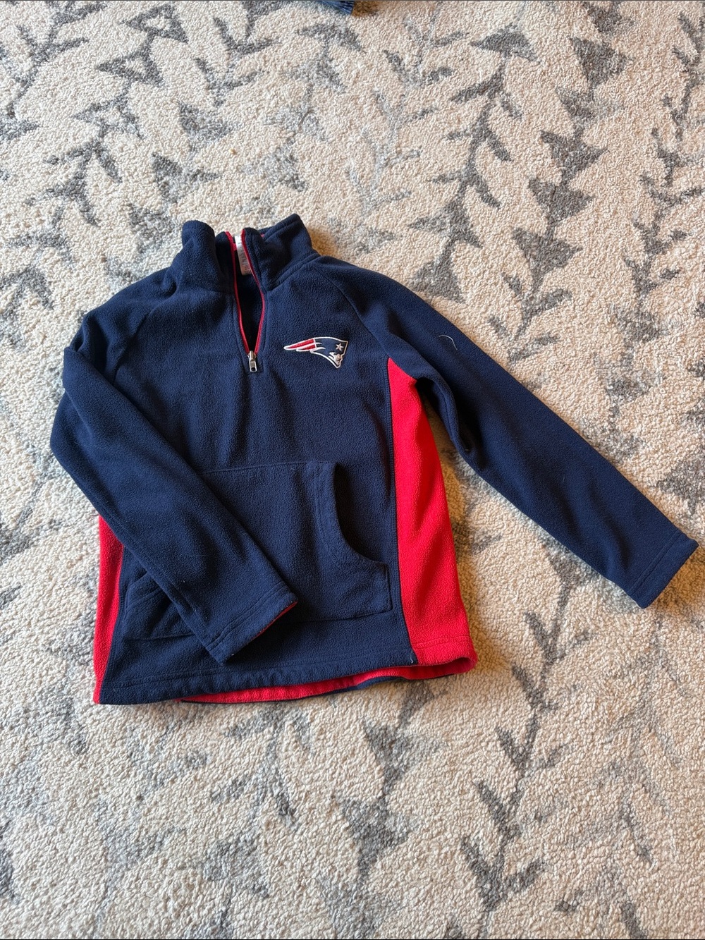 NFL Kids Navy and Red Quarter-Zip Fleece Pullover